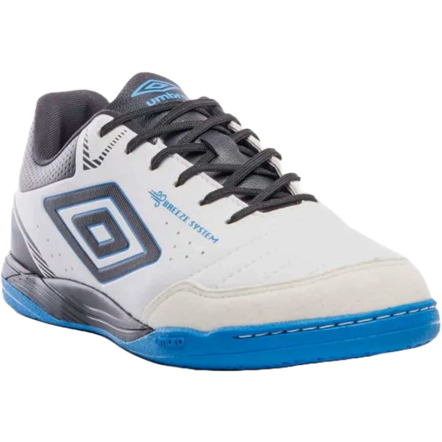 Chuteira Futsal Umbro Neo-Comfort Masculino Branco/Preto/Azul 3