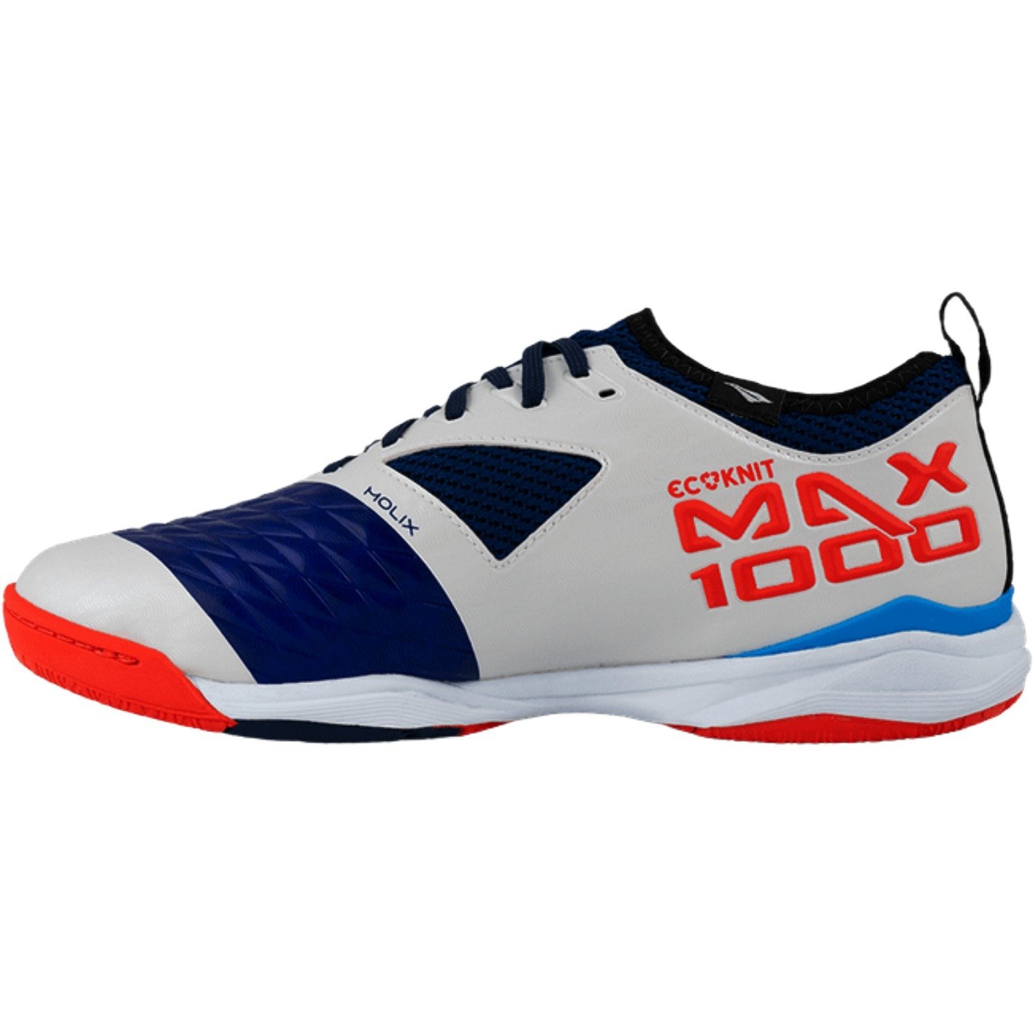 Chuteira Futsal Penalty Max 1000 Ecoknit Masculino Branco/Azul/Laranja 2