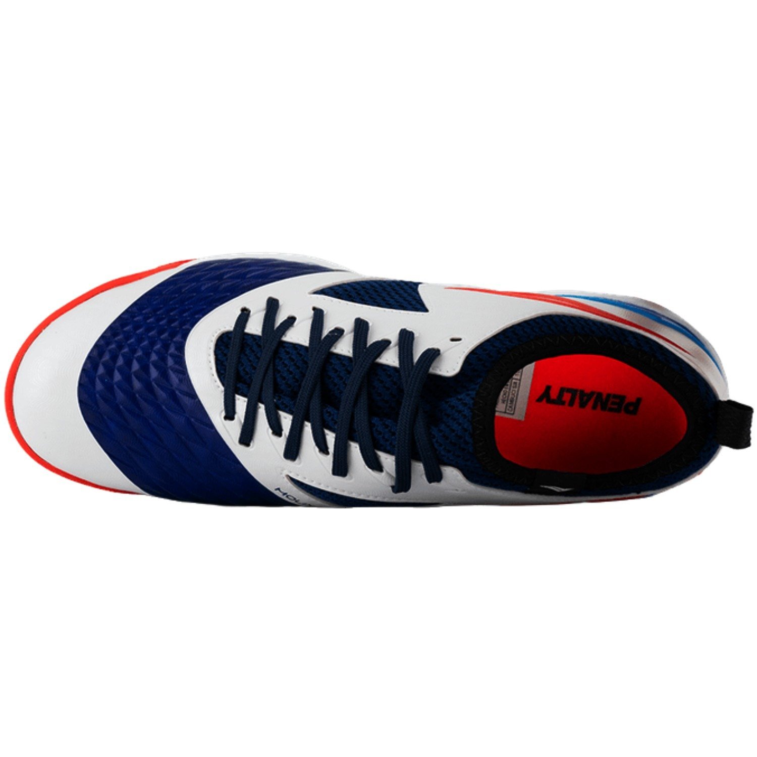 Chuteira Futsal Penalty Max 1000 Ecoknit Masculino Branco/Azul/Laranja 4