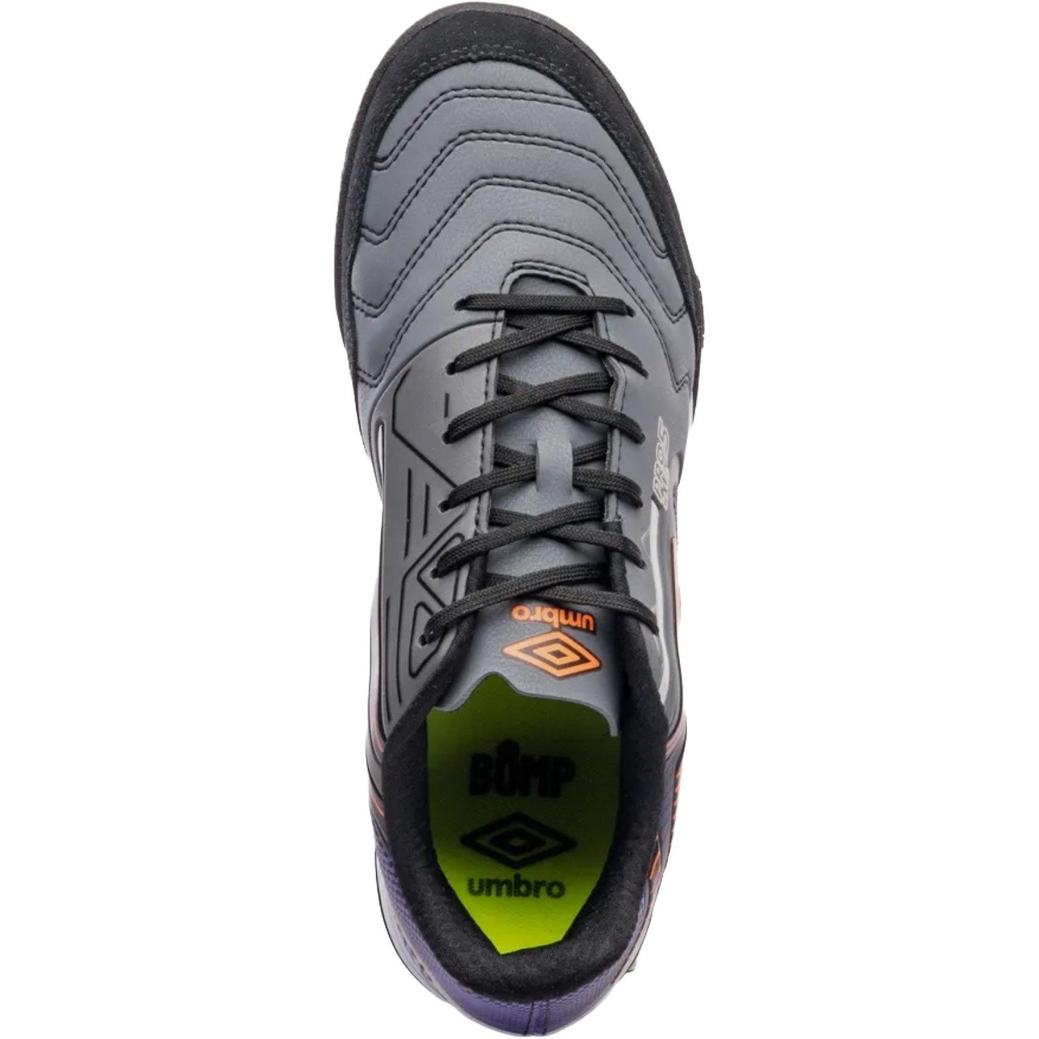 Chuteira Society Umbro Pro 5 Bump Club Masculino Cinza/Laranja/Roxo 6