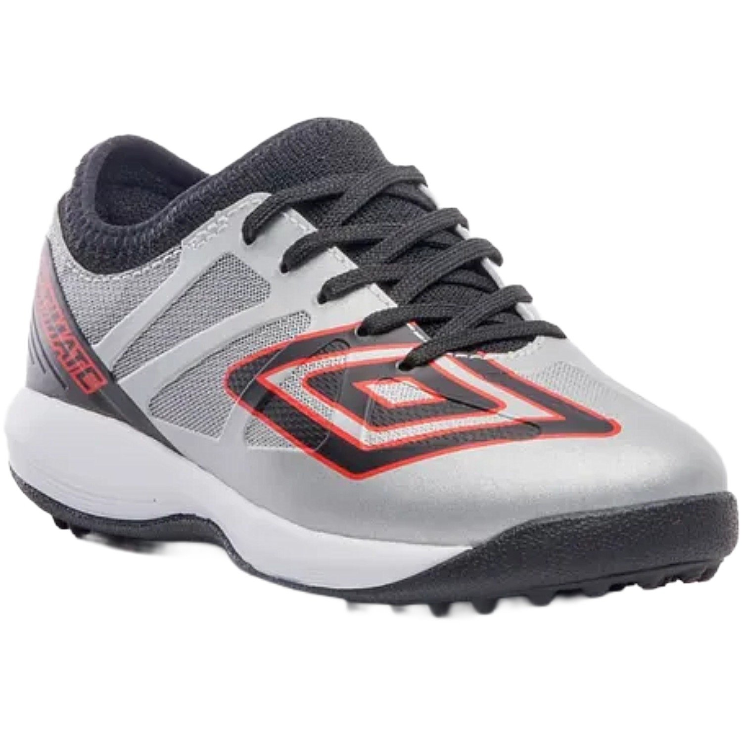 Chuteira Society Umbro Ultimate Infantil Cinza/Preto/Vermelho 5