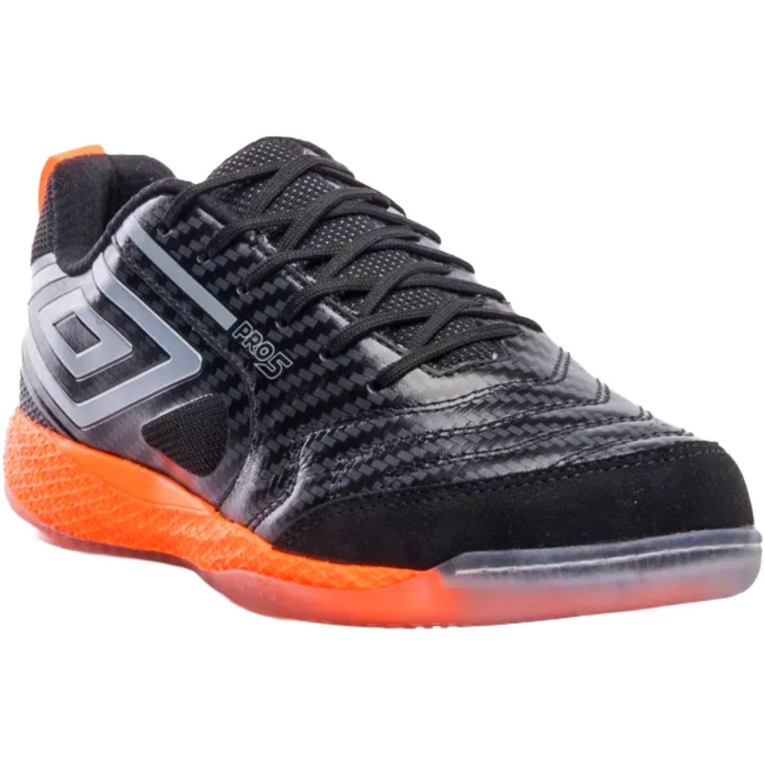 Chuteira Futsal Umbro Pro 5 Bump Masculino Preto/Laranja 4