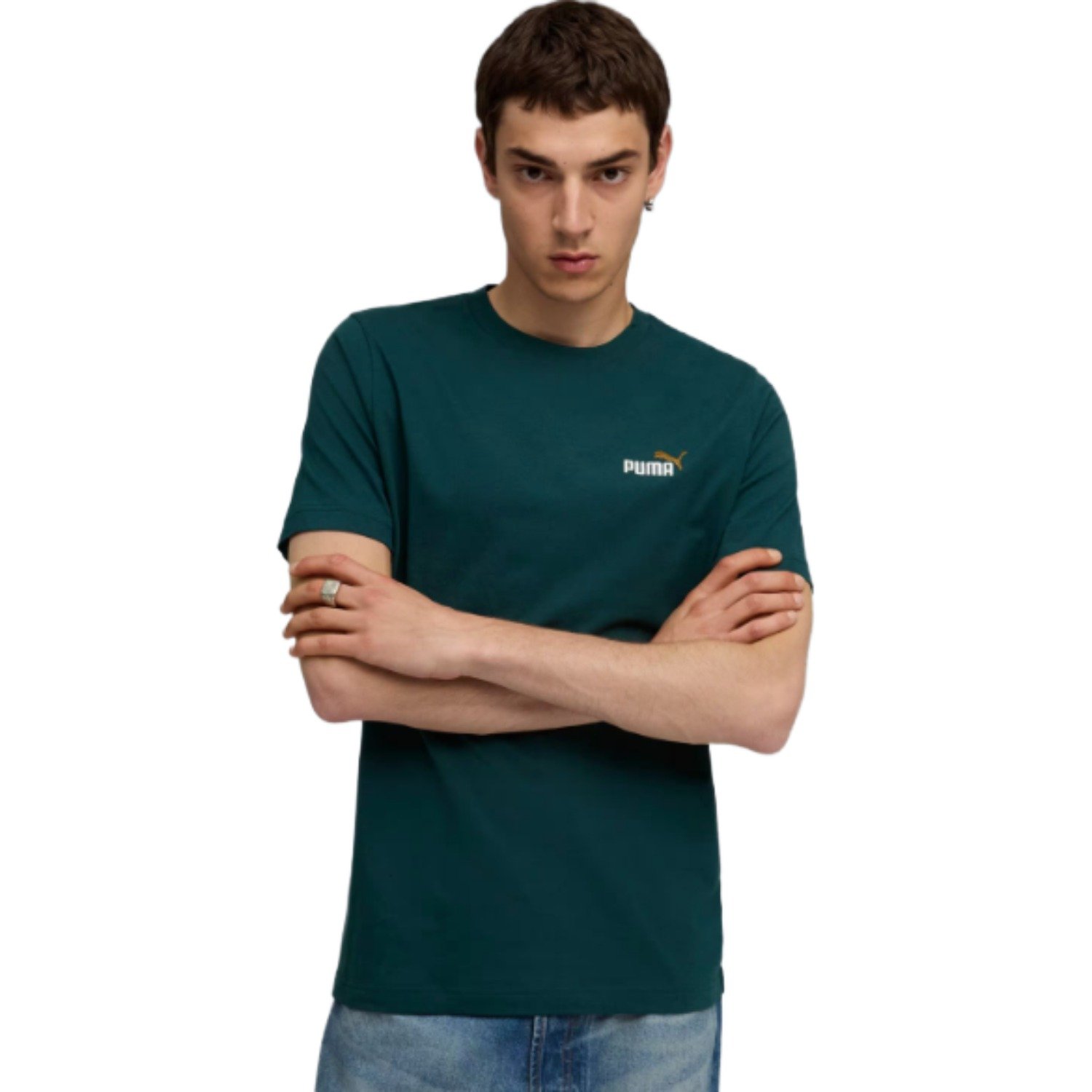 Camiseta Puma Essentials Small No. 1 Logo Masculino Verde 3