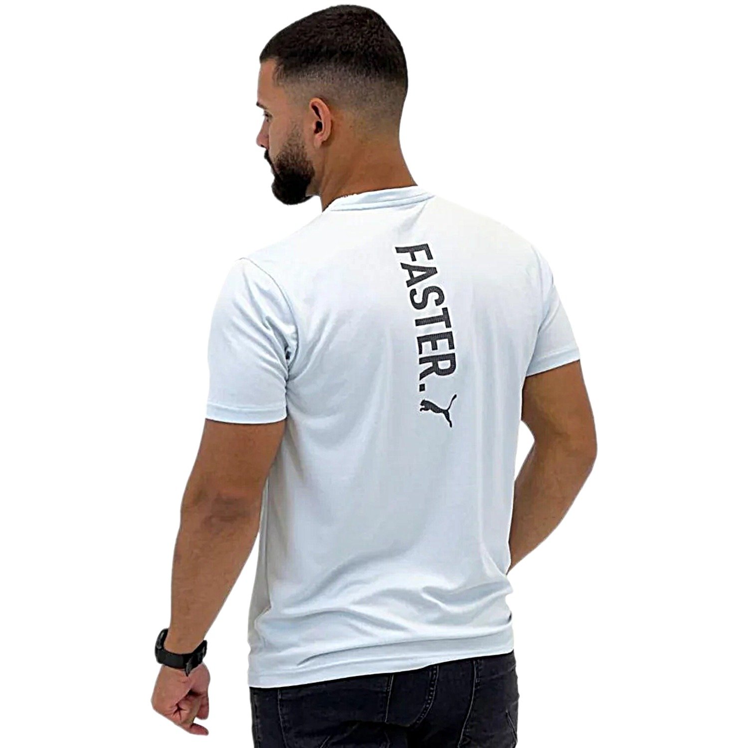 Camiseta Puma Graphics Running Faster Tee Masculino Branco 2