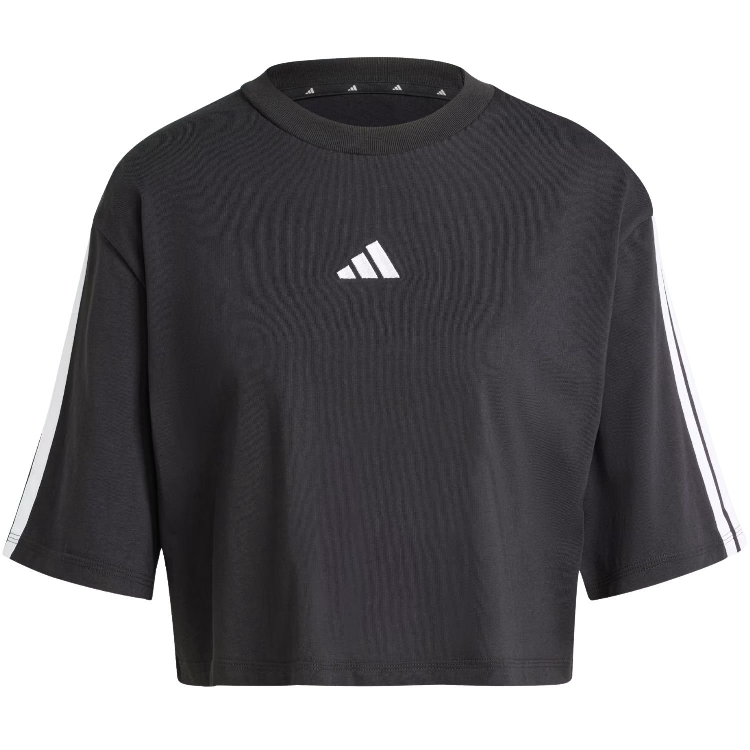 Camiseta Cropped Adidas Essentials 3 Stripes Feminino