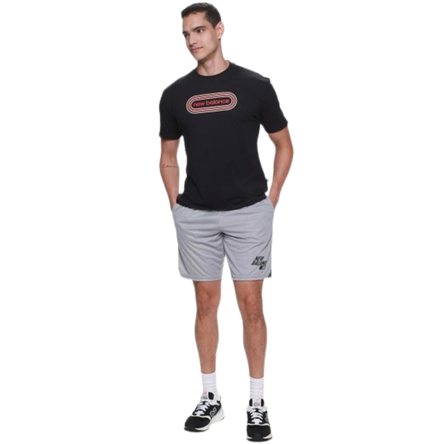 Bermuda New Balance Graphic 9 Masculino Cinza 4