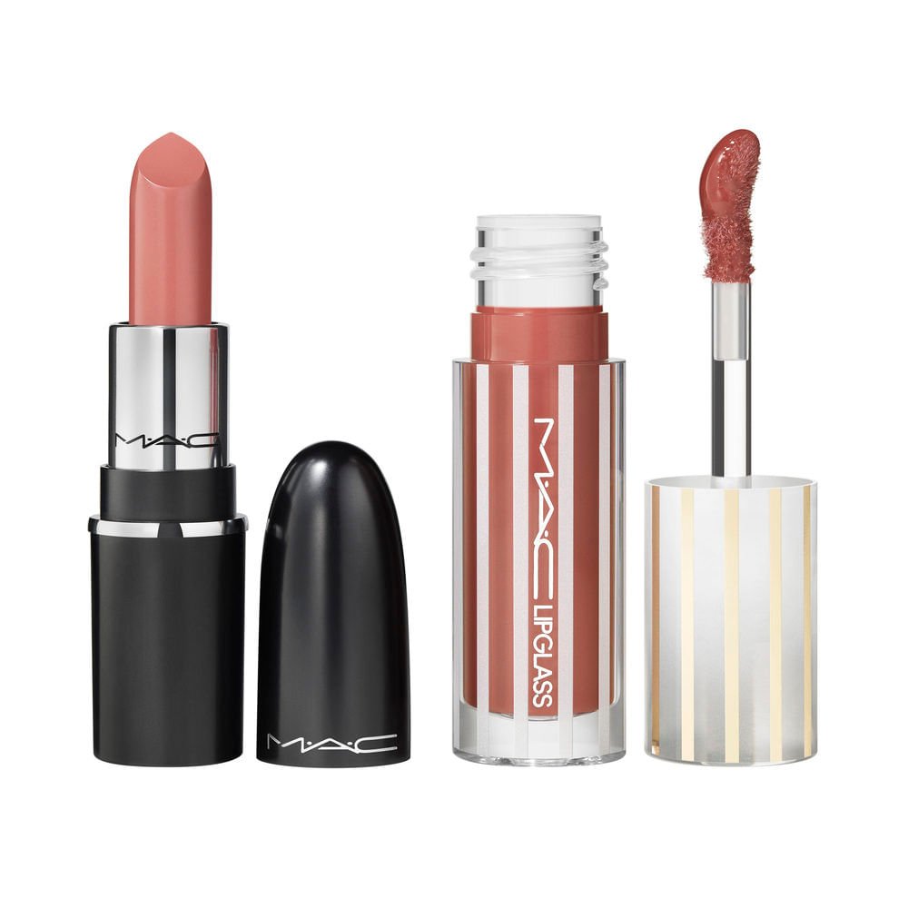 Kit Batom + Gloss Mini MAC Nudes Holiday ÚNICO 3