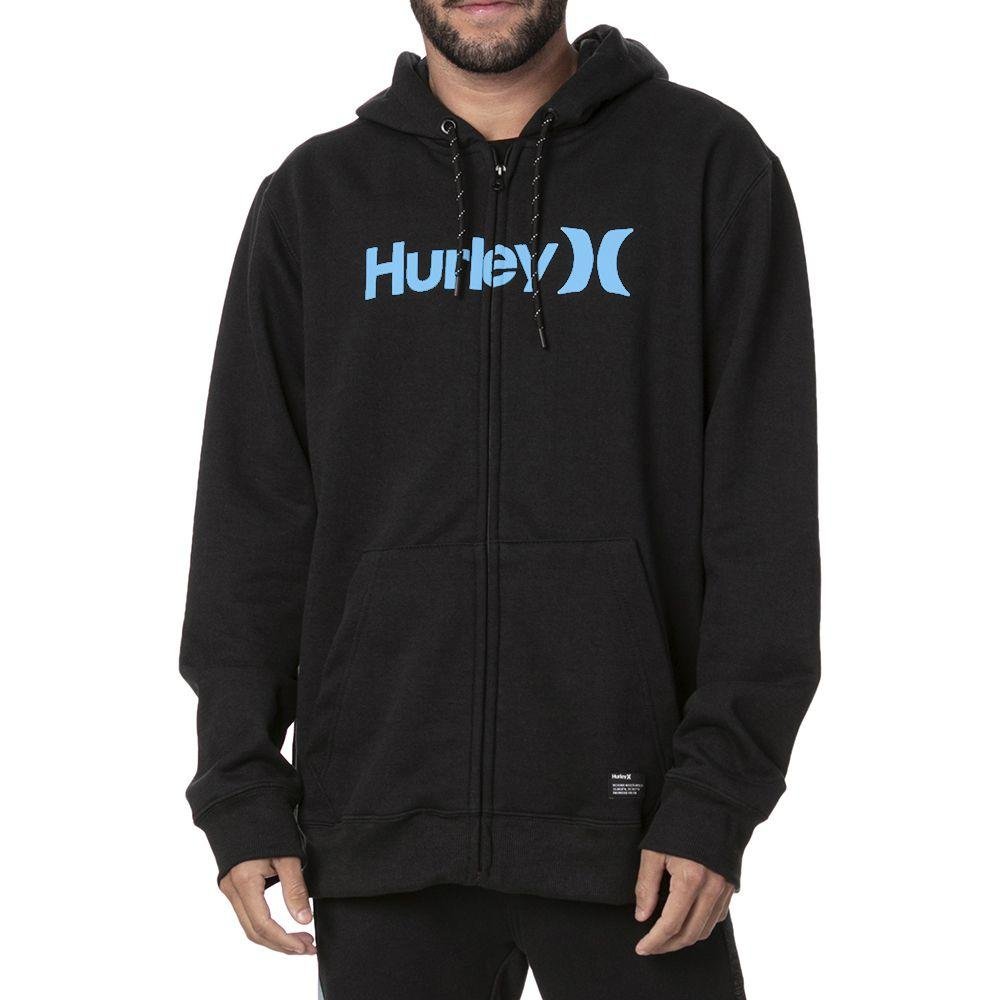 Moletom Hurley Aberto O&O Solid Masculino Preto Preto