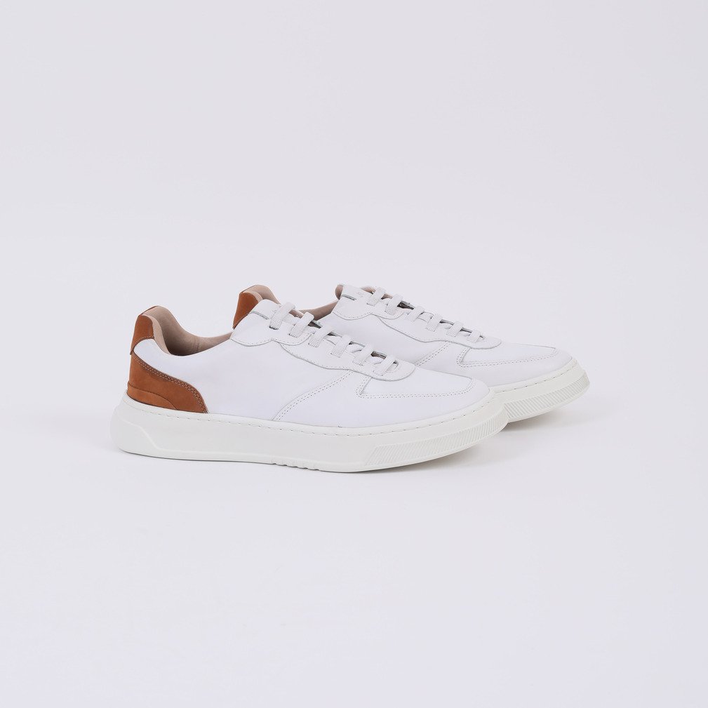 Tênis Masculino Casual em Couro Horus JR Original Branco 2