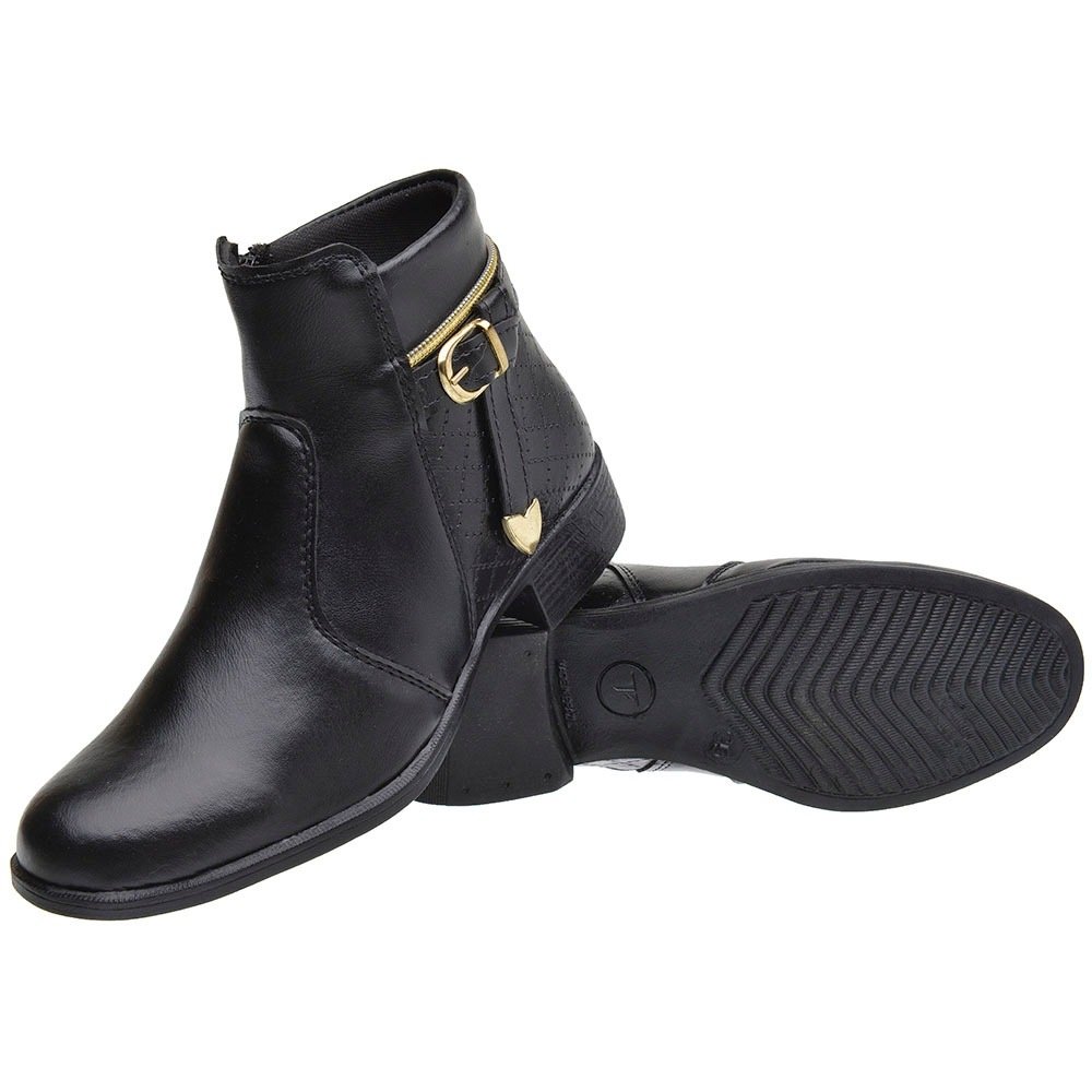 Bota Amanda Block Cano Curto Feminino Preto 3