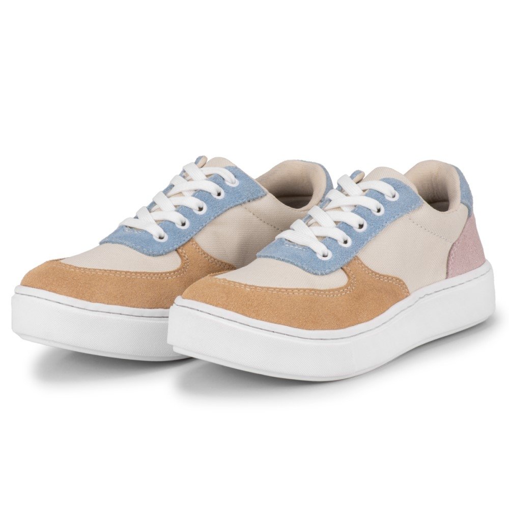 Tênis Amanda Block Casual Feminino Bege 1