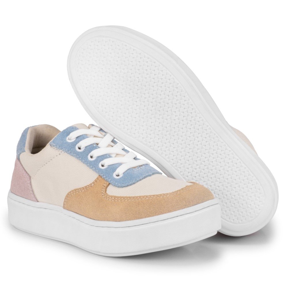 Tênis Amanda Block Casual Feminino Bege 2