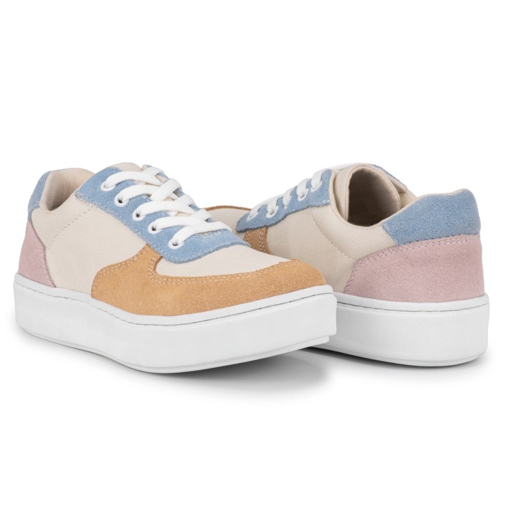 Tênis Amanda Block Casual Feminino Bege 3
