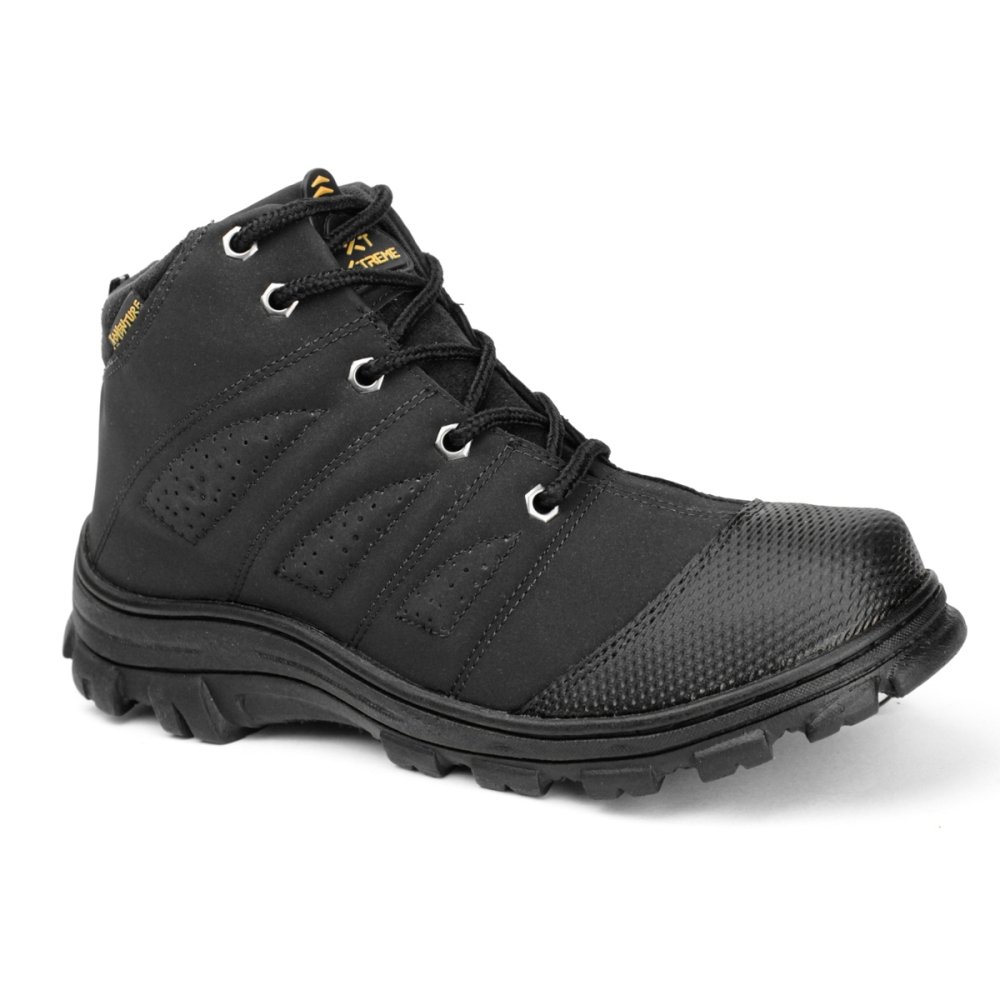 Bota Adventure Masculina Tratorada Bico Redondo Fecho Cadarço Cano Curto Preto 6