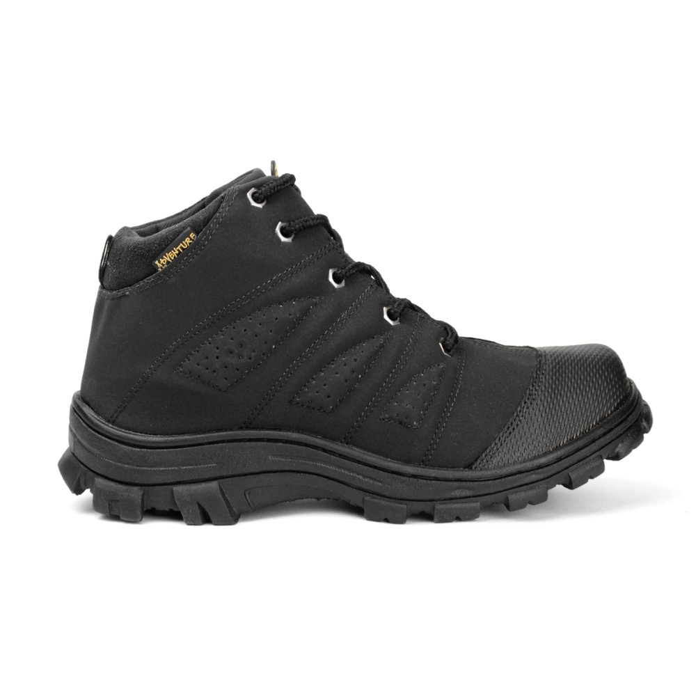 Bota Adventure Masculina Tratorada Bico Redondo Fecho Cadarço Cano Curto Preto 7