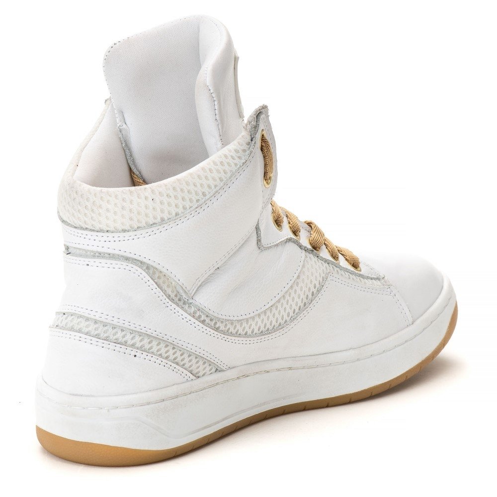 Tenis Fitness Feminino Couro Cano Curto Academia Treinos Sola Leve com Cadarço Estilo e Conforto Bege 3