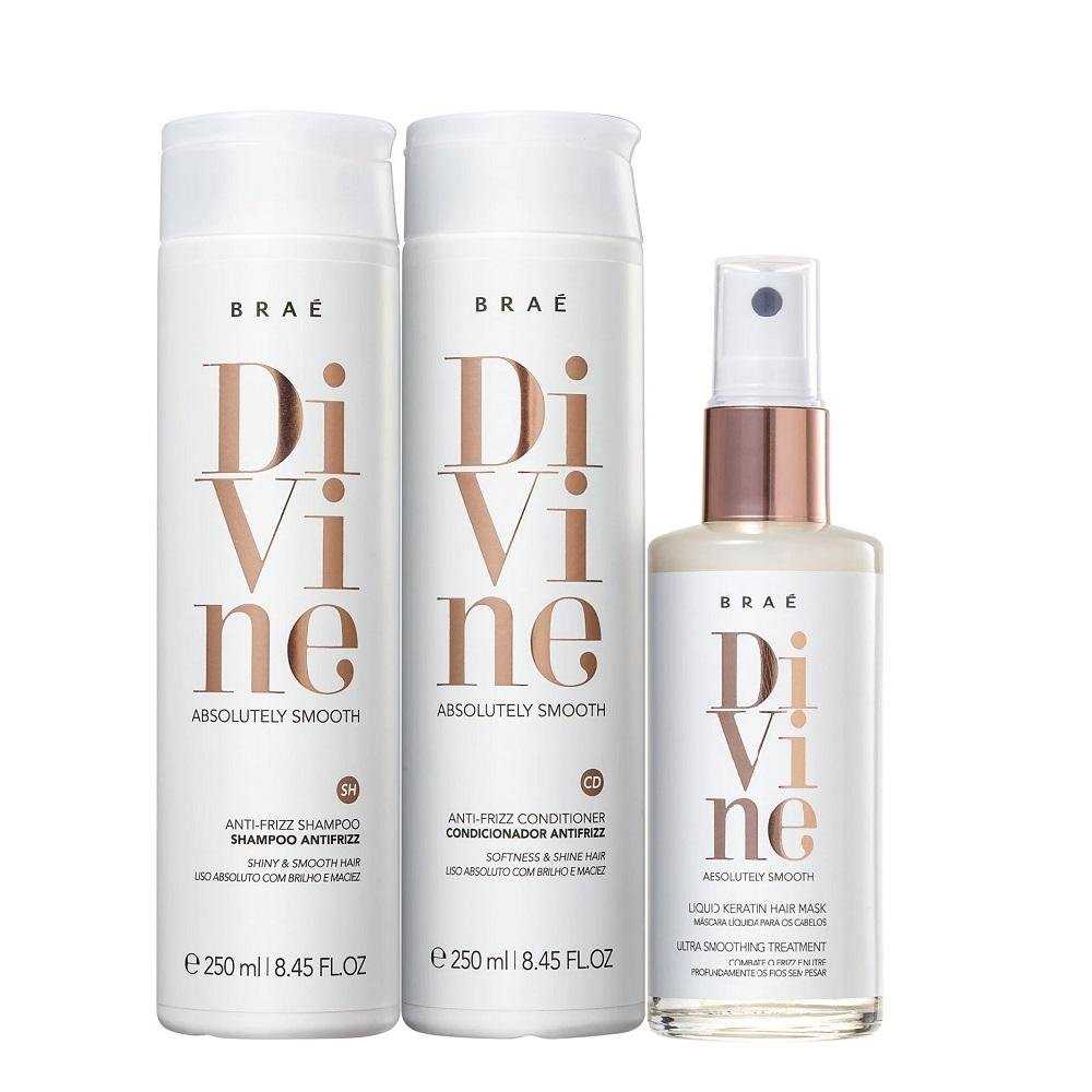 Braé Divine Shampoo 250ml + Condicionador 250ml + Máscara Líquida 60ml ÚNICO 1