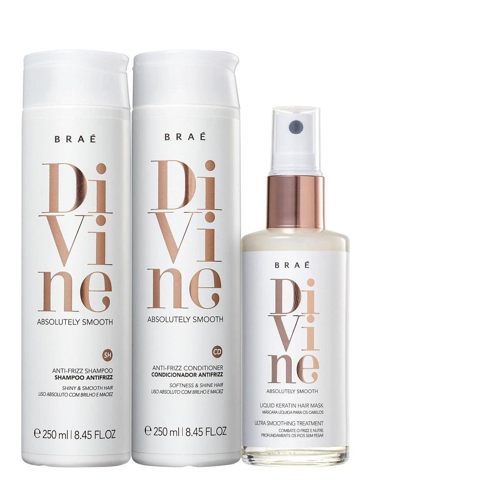 Braé Divine Shampoo 250ml + Condicionador 250ml + Máscara Líquida 60ml ÚNICO 5
