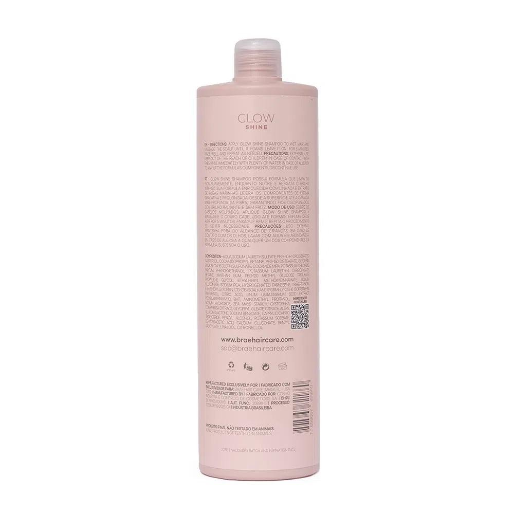 Kit Braé Glow Shine Shampoo 1 Litro + Condicionador 1 Litro + Ativador de Brilho 200ml ÚNICO 3