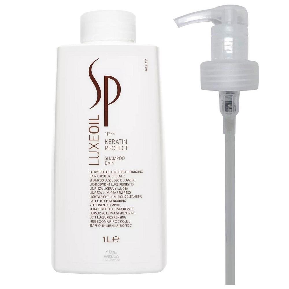 SP System Professional Luxe Oil Keratin Protect - Shampoo 1 Litro + Válvula Pump