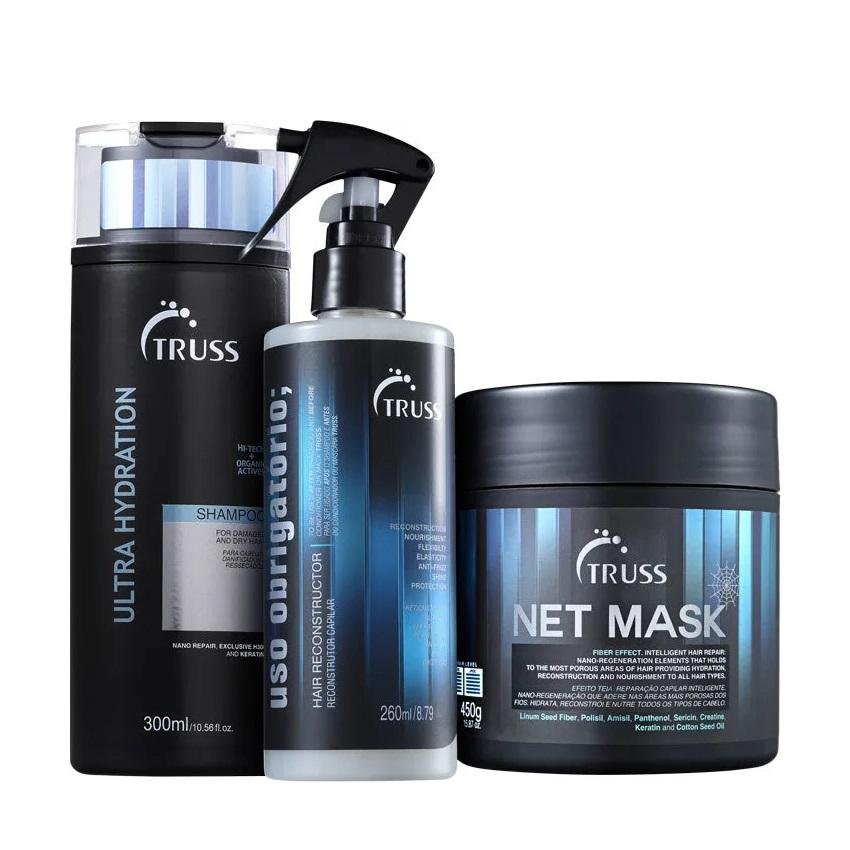 Kit Truss Ultra Hydration Shampoo 300ml + Uso Obrigatório 260ml + Net Mask 550g ÚNICO 1
