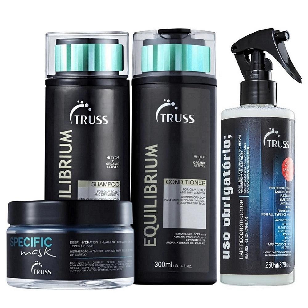 Kit Truss Equilibrium Shampoo 300ml + Condicionador 300ml + Uso Obrigatório 260ml + Specific Mask 180g