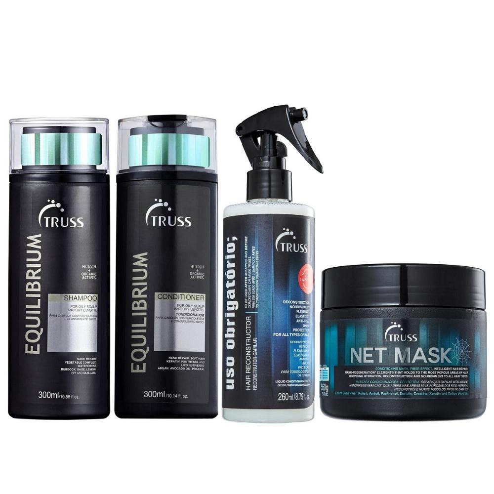 Kit Truss Equilibrium Shampoo 300ml + Condicionador 300ml + Net Mask 550g + Uso Obrigatório 260ml