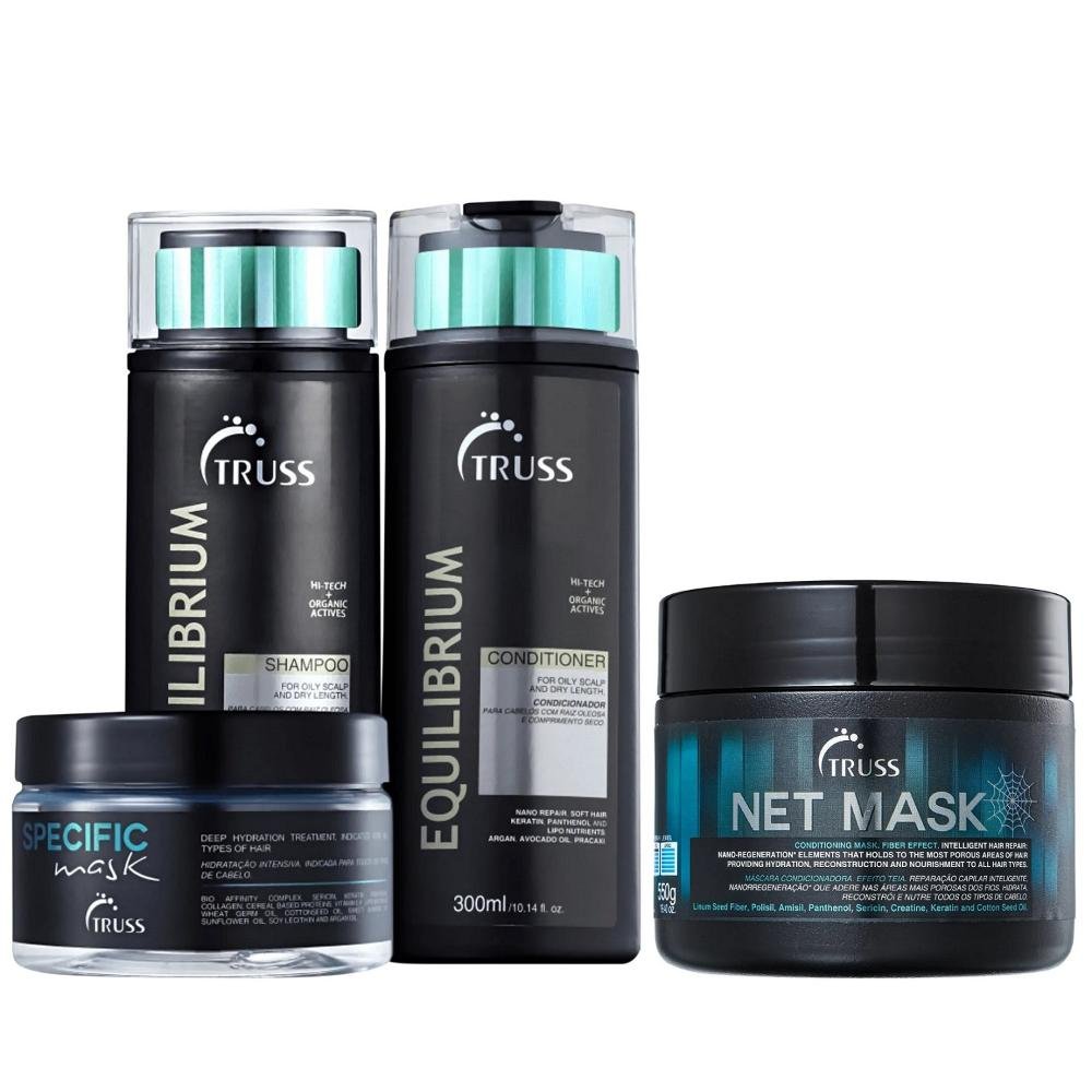 Kit Truss Equilibrium Shampoo 300ml + Condicionador 300ml + Net Mask 550g + Specific Mask 180g