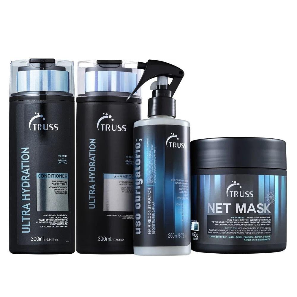 Kit Truss Ultra Hydration Shampoo 300ml + Condicionador 300ml + Uso Obrigatório 260ml + Net Mask 550g ÚNICO 1