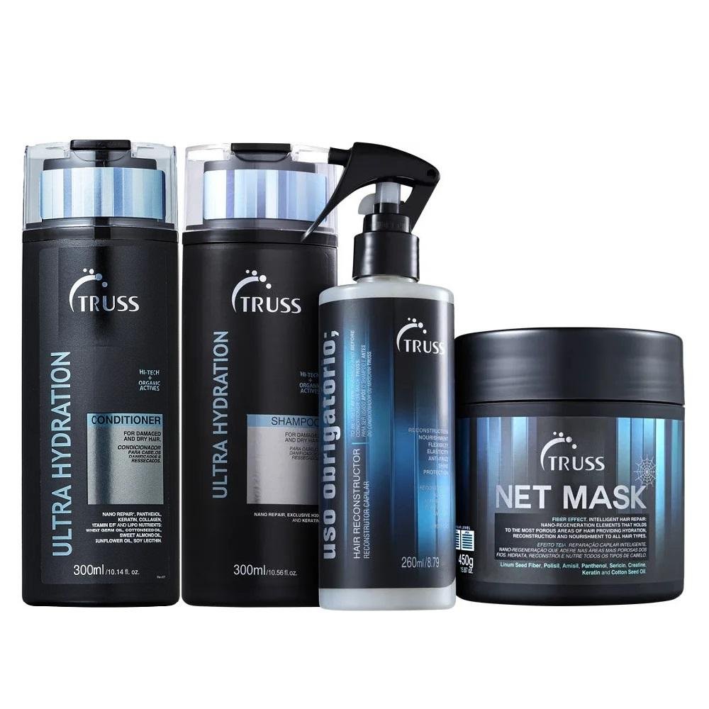 Kit Truss Ultra Hydration Shampoo 300ml + Condicionador 300ml + Uso Obrigatório 260ml + Net Mask 550g