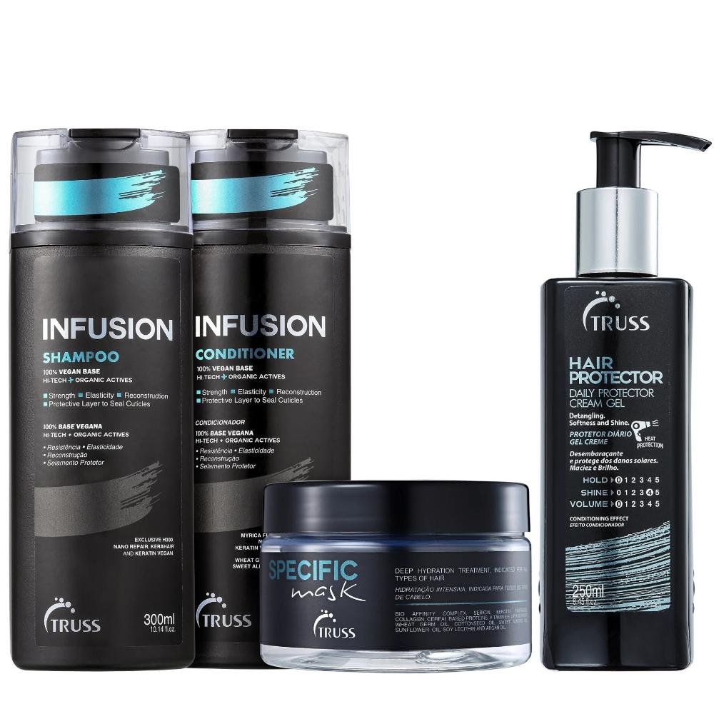 Kit Truss Infusion Shampoo 300ml + Condicionador 300ml + Hair Protector 250ml + Specific Mask 180g