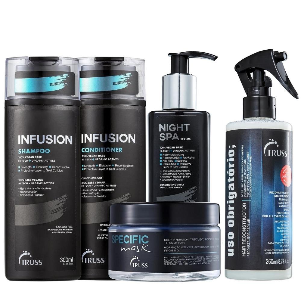 Kit Truss Infusion Shampoo e Condicionador - Specific Mask - Uso Obrigatório - Night Spa (5 Produtos)