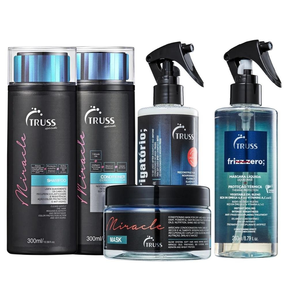 Kit Truss Miracle Shampoo + Condicionador + Máscara + Uso Obrigatório + Frizz Zero