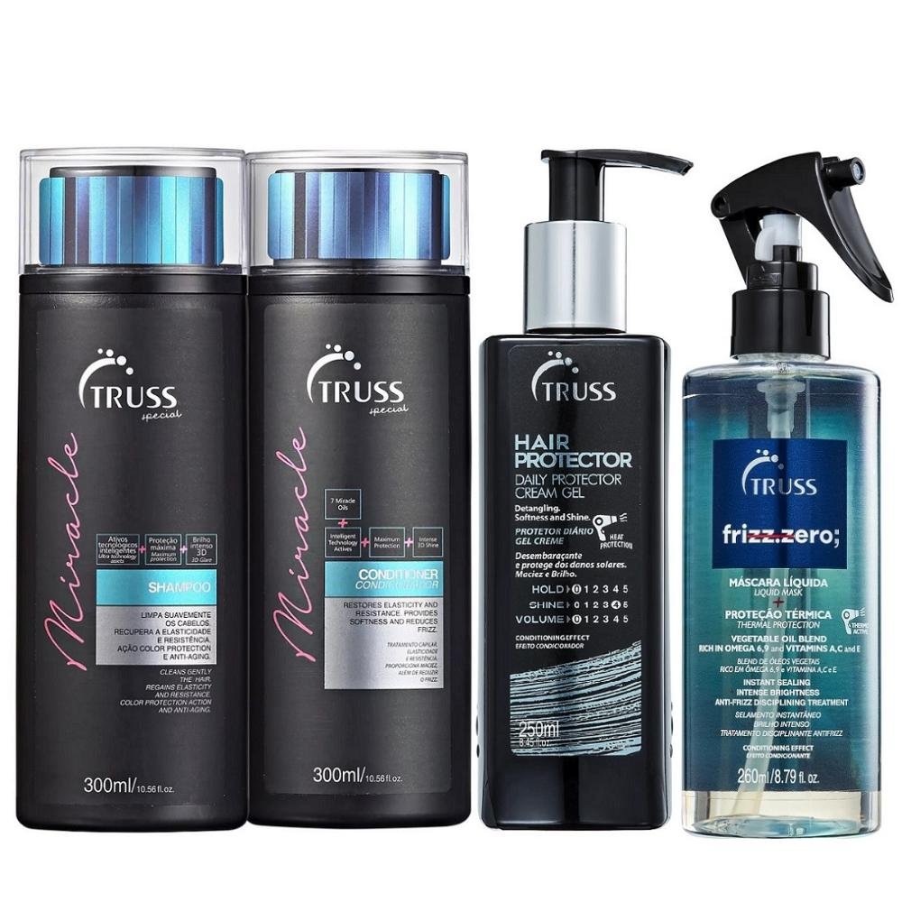 Kit Truss Miracle Shampoo e Condicionador + Hair Protector + Frizz Zero