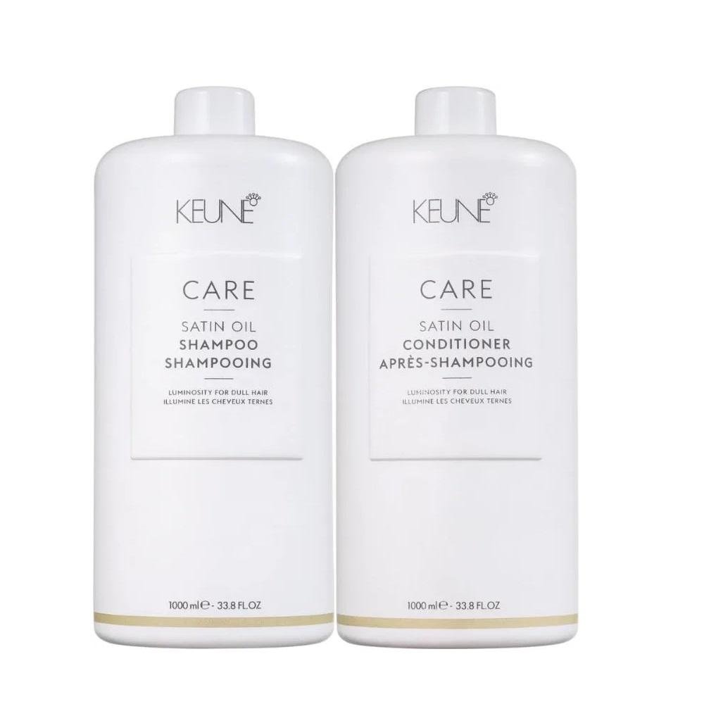 Kit Keune Care Satin Oil Shampoo 1000ml e Condicionador 1000ml + Válvulas Pump ÚNICO 2