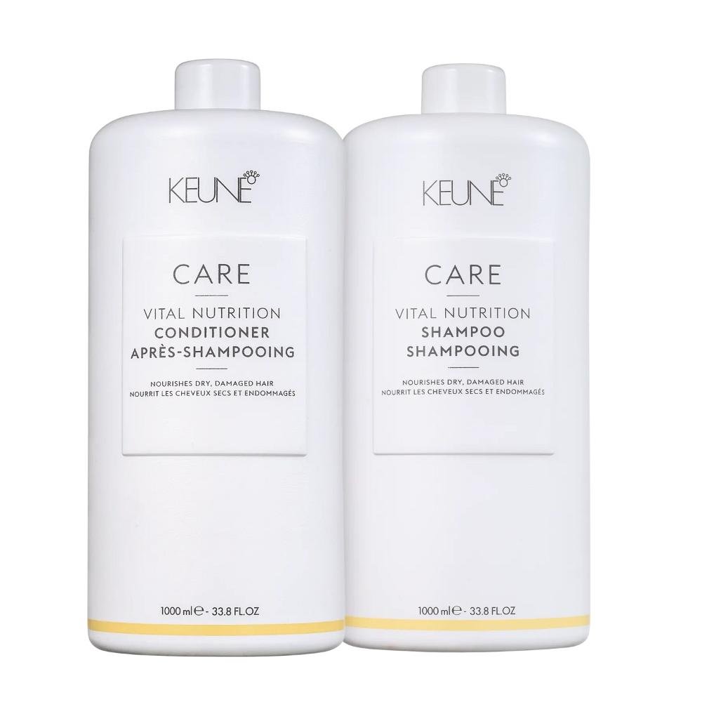 Kit Keune Care Vital Nutrition Shampoo 1000ml e Condicionador 1000ml + Válvulas Pump ÚNICO 2