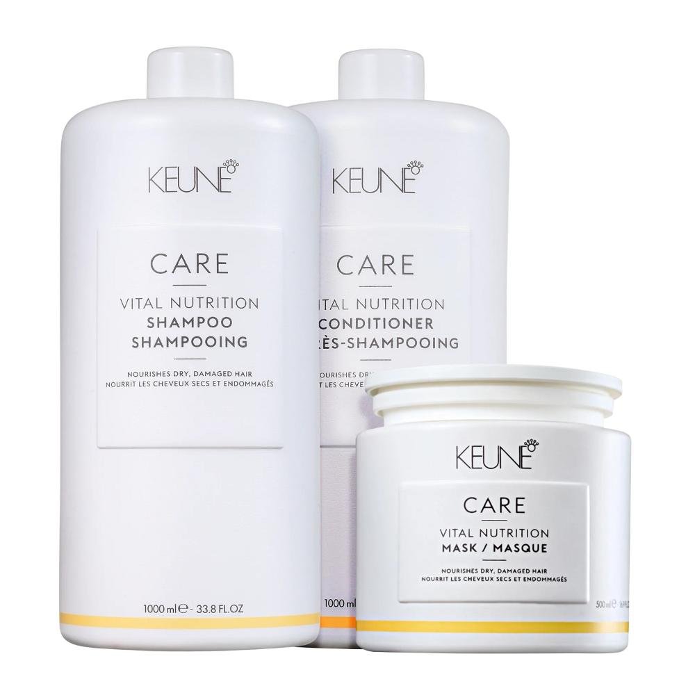 Kit Keune Care Vital Nutrition Shampoo 1000ml + Condicionador 1000ml + Máscara 500ml