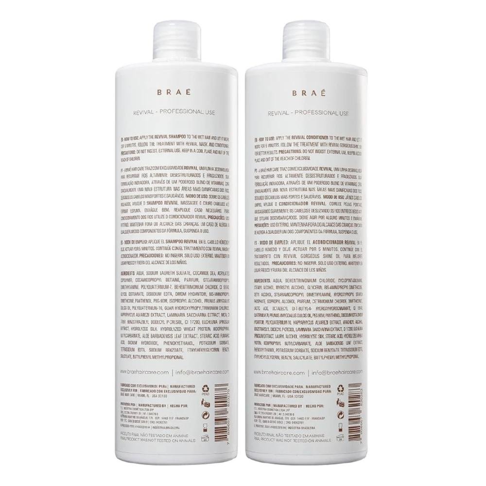 Kit Braé Revival - Shampoo 1L + Condicionador 1L ÚNICO 2