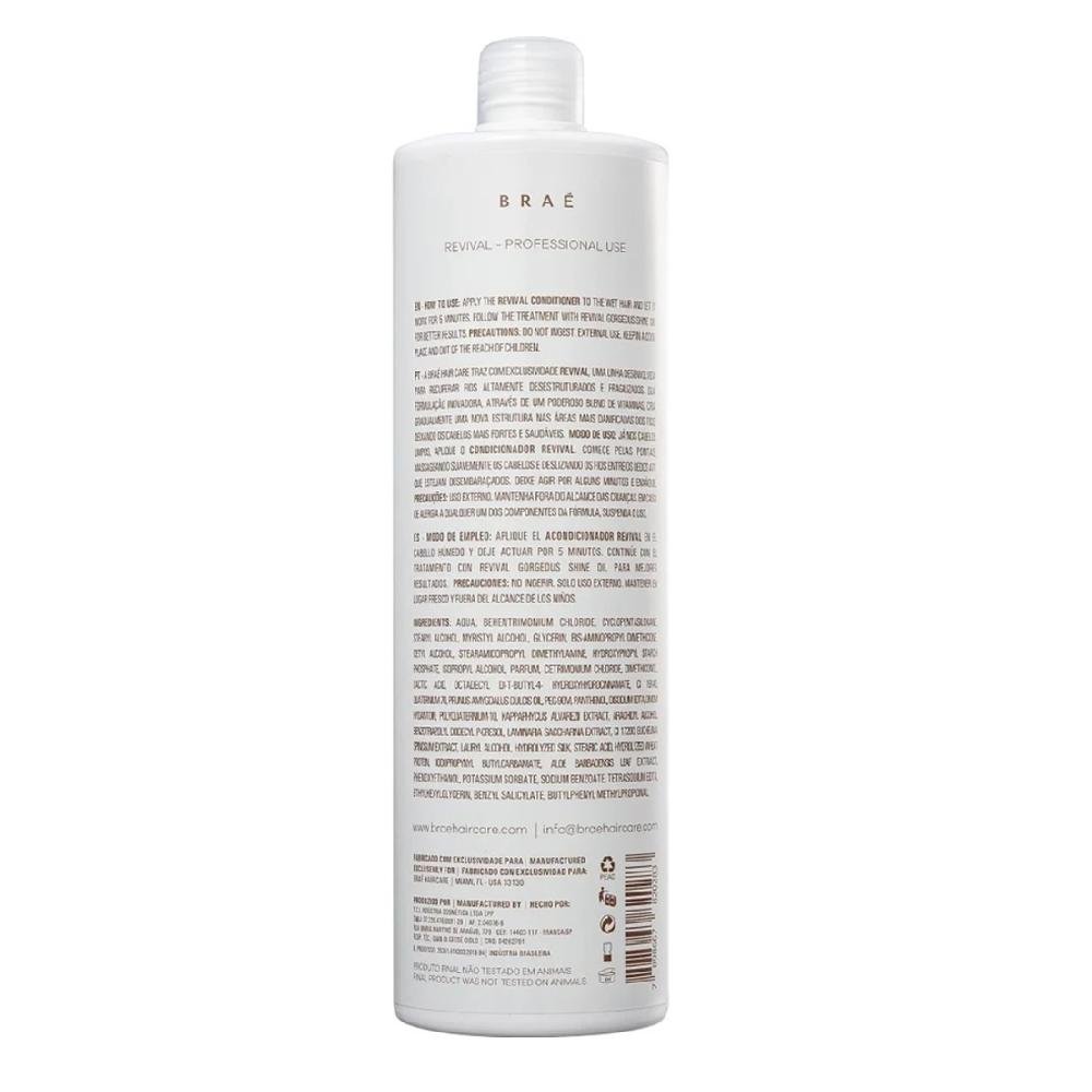Kit Braé Revival - Shampoo 1L + Condicionador 1L + Máscara 500g + Óleo Gorgeous 60ml ÚNICO 3