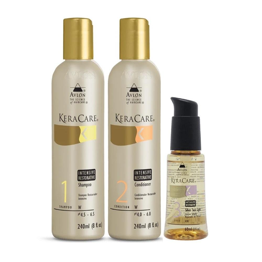 Kit Avlon KeraCare Intensive Restorative Shampoo 240ml + Condicionador 240ml + Silken Seal 60ml ÚNICO 1