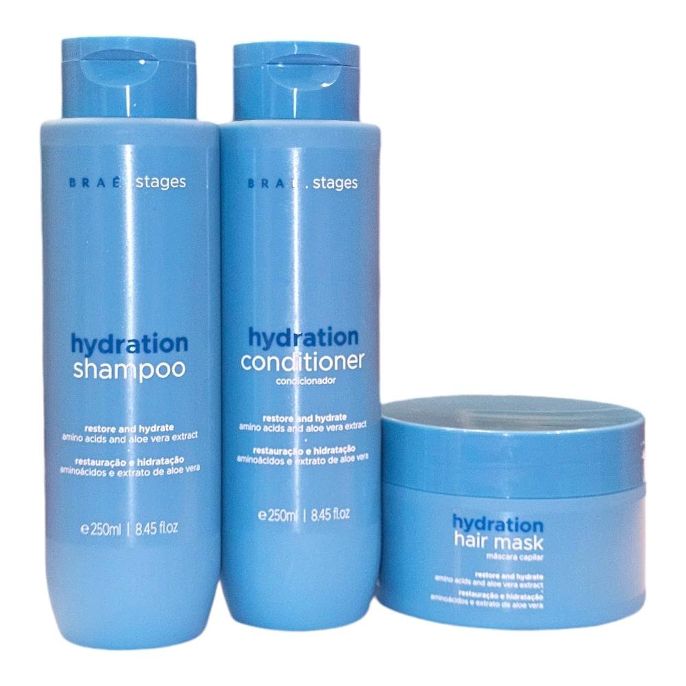 Kit Braé Stages Hydration - Shampoo 250ml + Condicionador 250ml + Máscara 200g ÚNICO 1