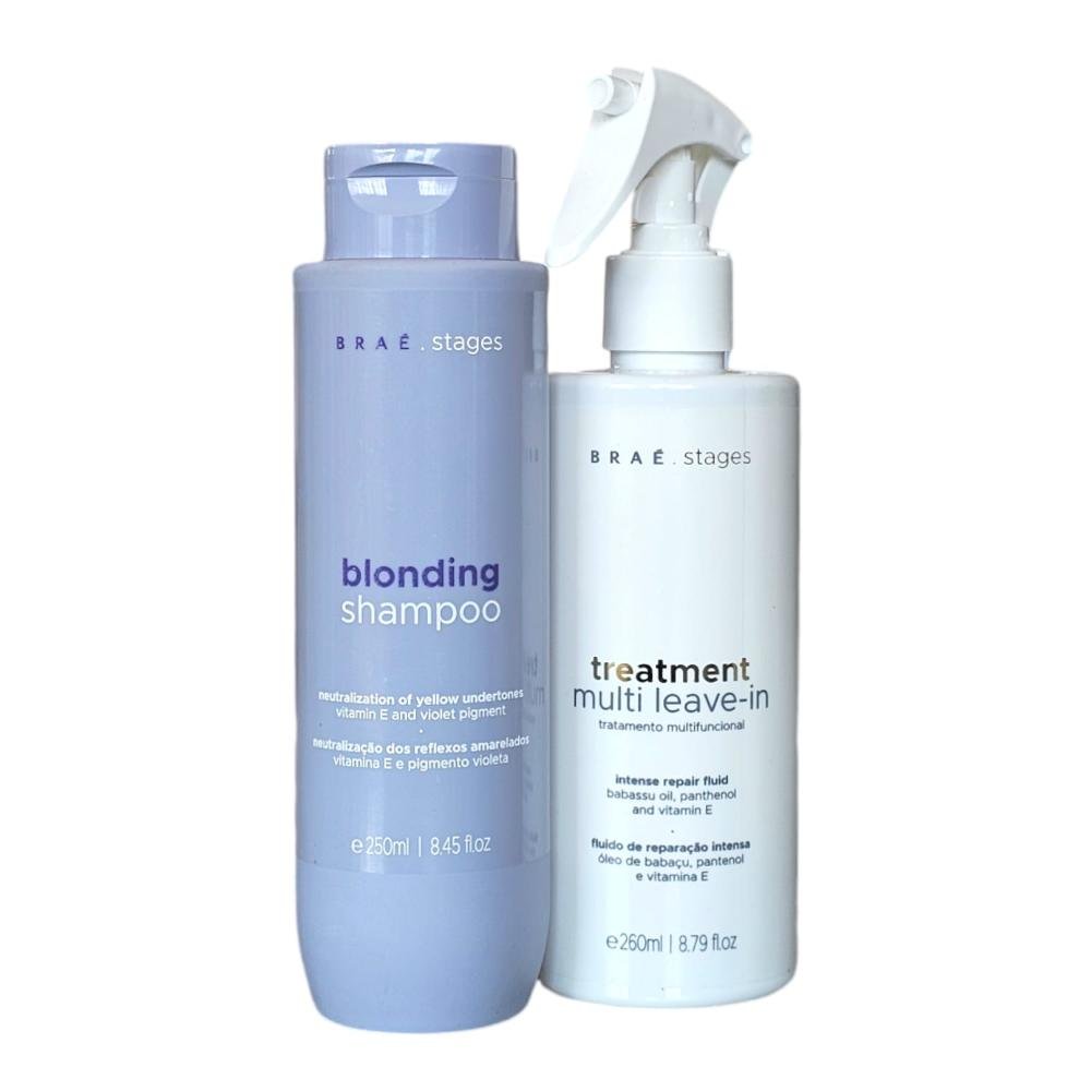 Kit Braé Stages Blonding - Shampoo 250ml + Treatment Leave-In Spray 260ml