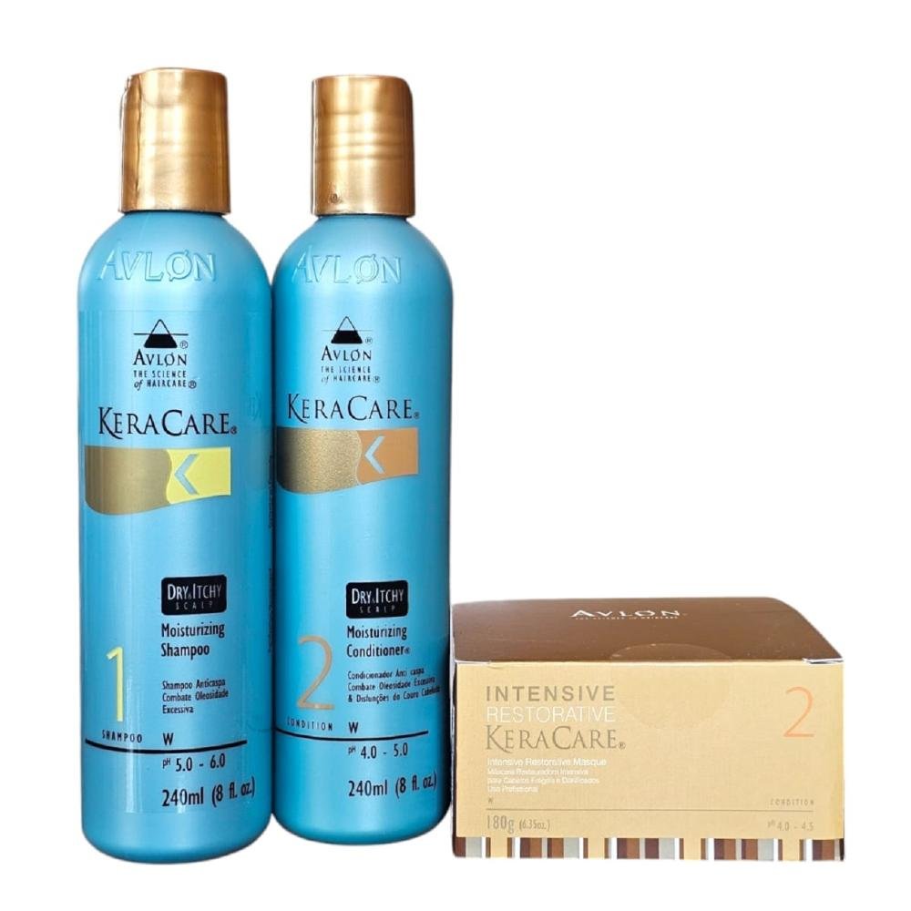 Kit Avlon Keracare Dry & Itchy Scalp Shampoo 240ml + Condicionador 240ml + Restorative Máscara 180g ÚNICO 1
