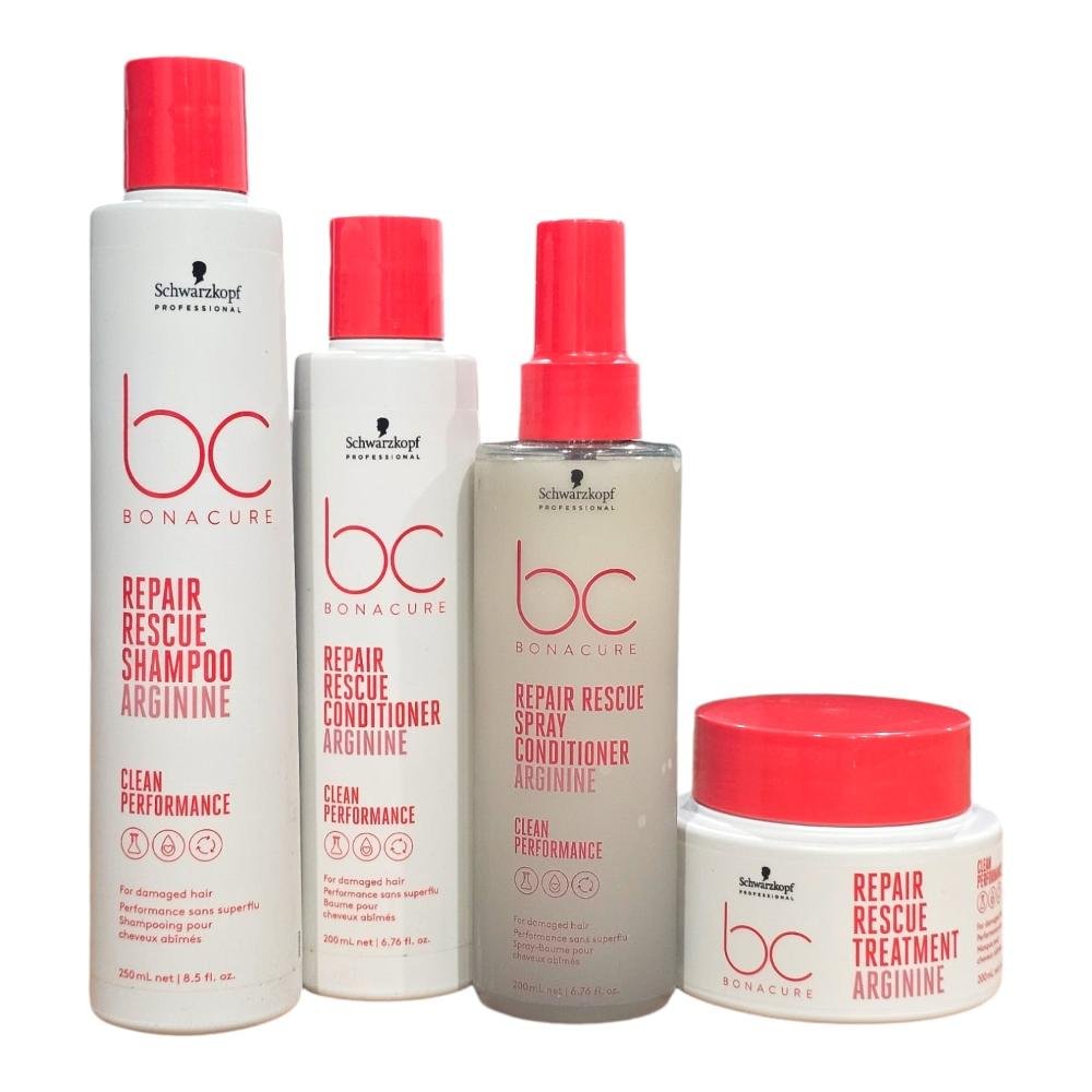 Kit Schwarzkopf Repair Rescue - Shampoo 250ml + Condicionador 200ml + Spray Conditioner 200ml + Máscara 200g ÚNICO 1