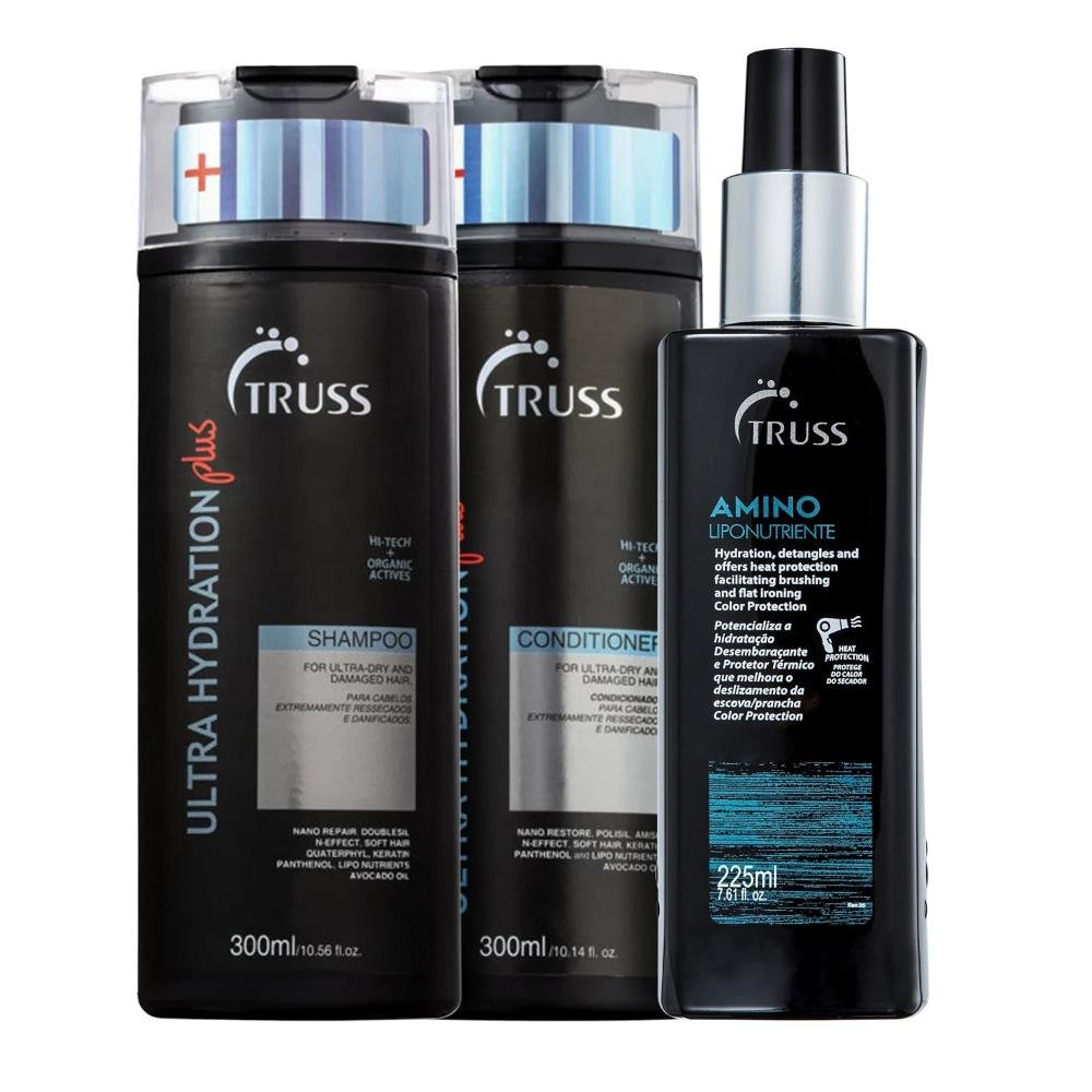 Kit Truss Ultra Hydration Plus - Shampoo 300ml + Condicionador 300ml + Finalizador Amino 225ml ÚNICO 1