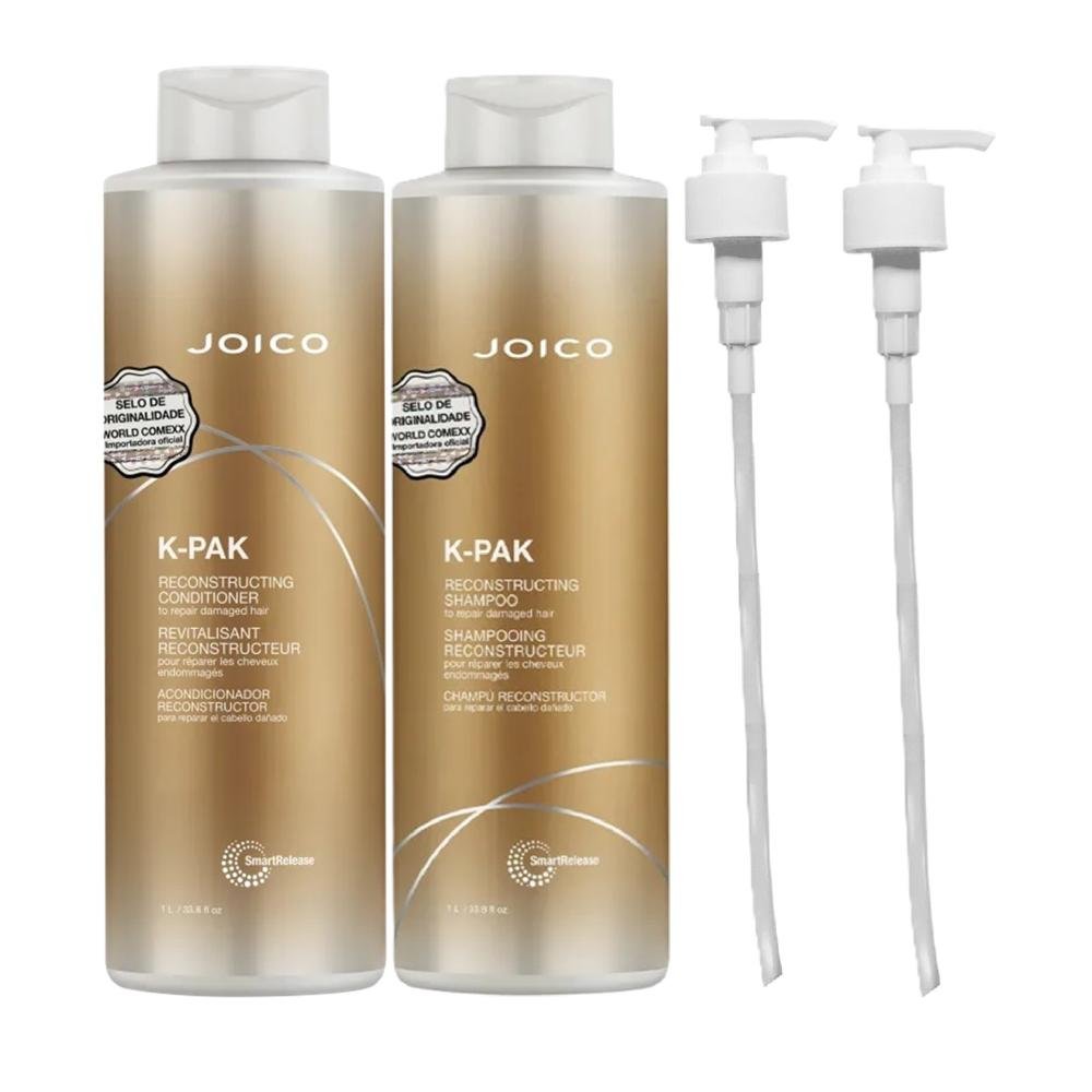 Kit Joico K-Pak Reconstructiing - Shampoo 1L + Condicionador 1L + Válvula Pump