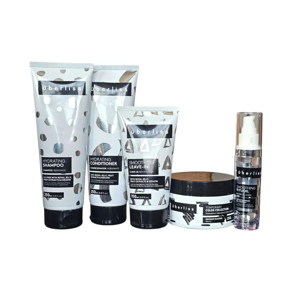 Kit Avlon Uberliss Hydrating - Shampoo 250ml + Condicionador 250ml + Smoothing Leave-in 150ml + Máscara Obsidian 250g ÚNICO 1
