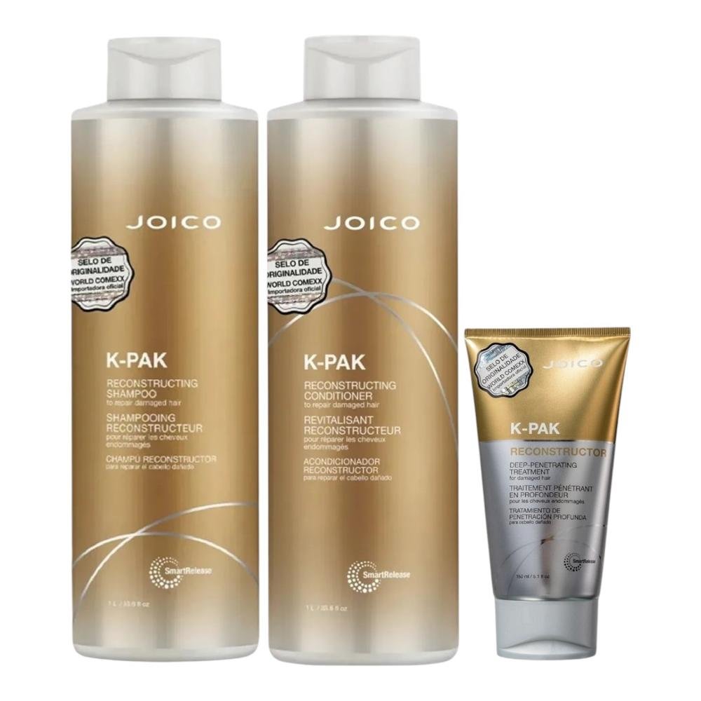 Kit Joico K-Pak - Shampoo 1L + Condicionador 1L + Máscara Deep 150ml