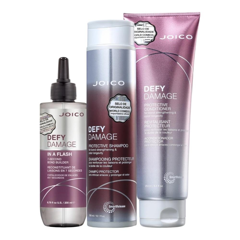 Kit Joico Defy Damage - Shampoo 300ml + Condicionador 250ml + In A Flash 200ml