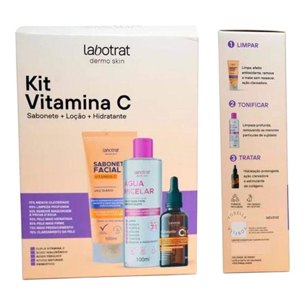 Kit Labotrat Vitamina C - Sabonete Facial 100ml + Água micelar 100ml ...